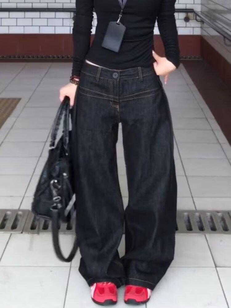 Unisex American Retro Curved Leg Deconstructed Jeans M
