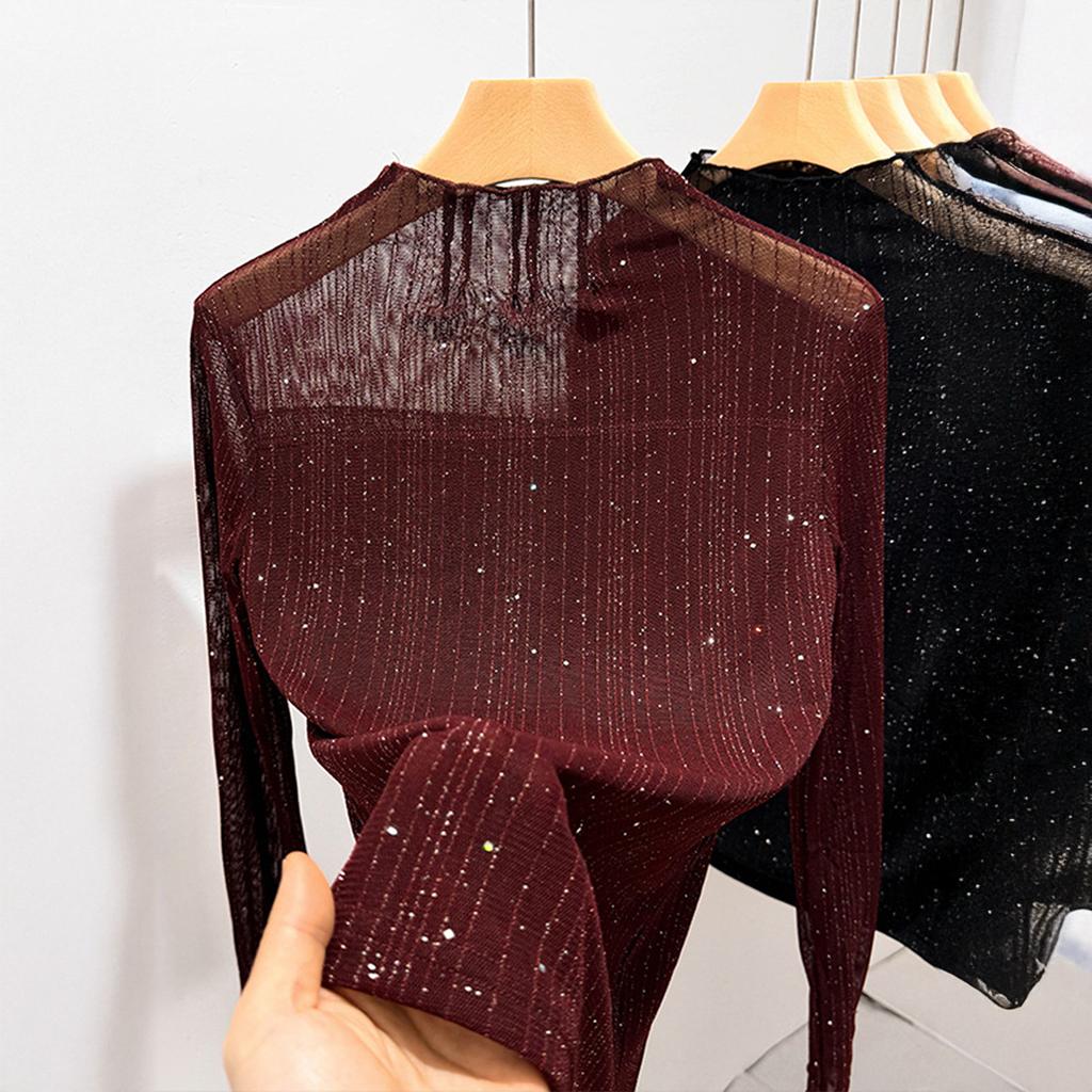 Lässige Langarm-T-Shirt-Tops für Damen 2025 Herbst- und Wintermode Modisch und vielseitig Lässig für den Arbeitsweg