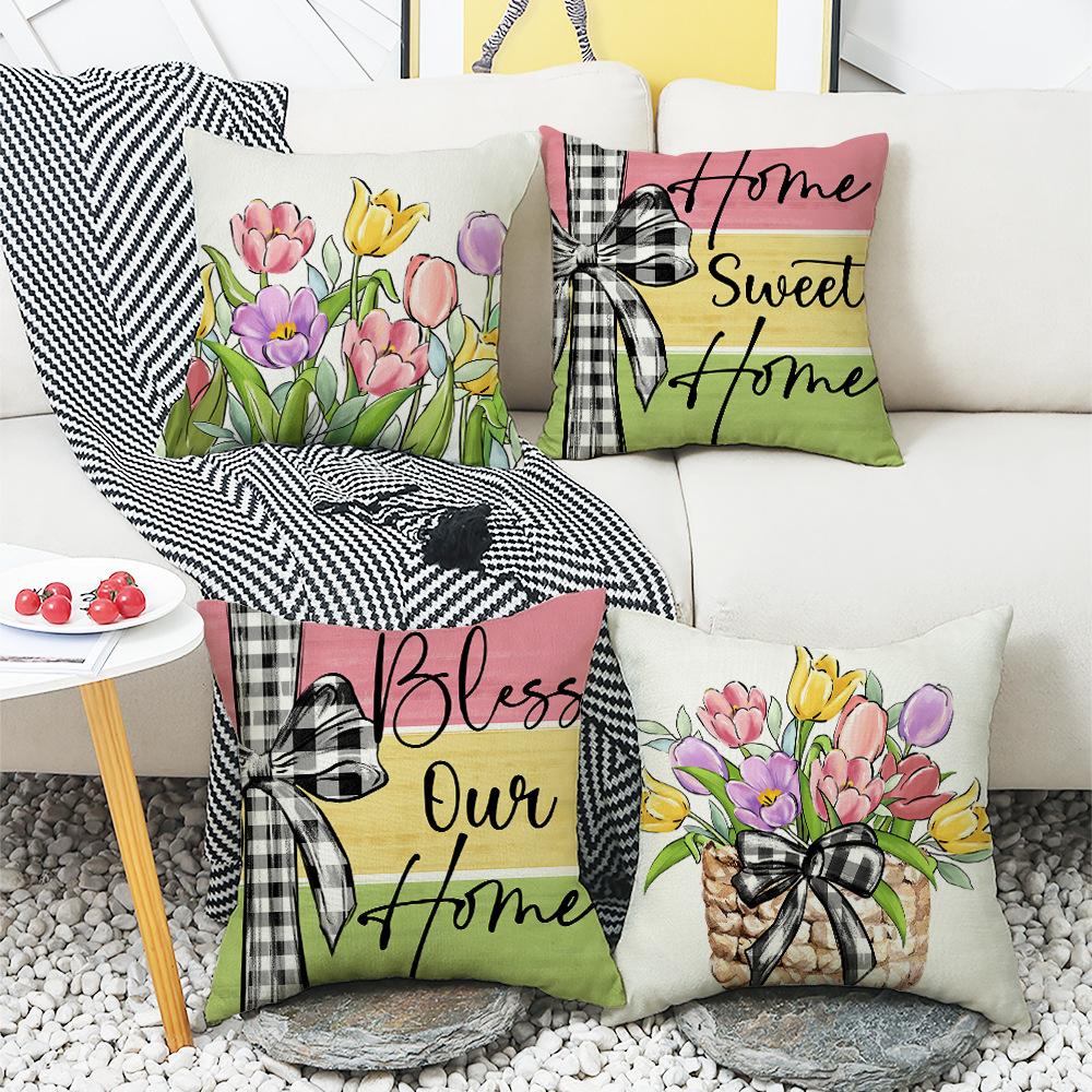 Spring Letter Flower Plant Digital Printing New Home Atmosphere Bedroom Living Room Office Cushions