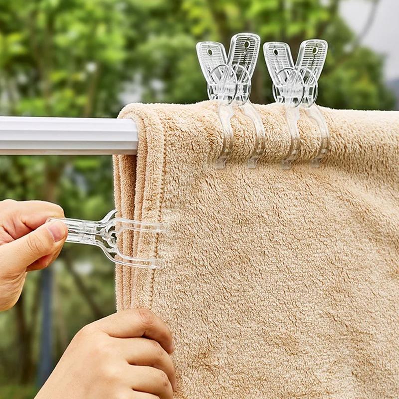 4 Pcs Pinces à Linge Séchantes Portables Transparentes Pince à Linge pour Antidérapant Coupe-Vent Pince à Vêtements Couette pour Organisateur Ménager