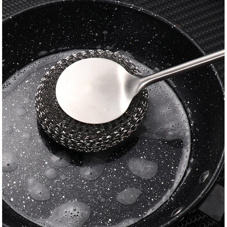 304 Stainless Steel Long Handle Pot & Grill Cleaning Brush - Gentle on Hands