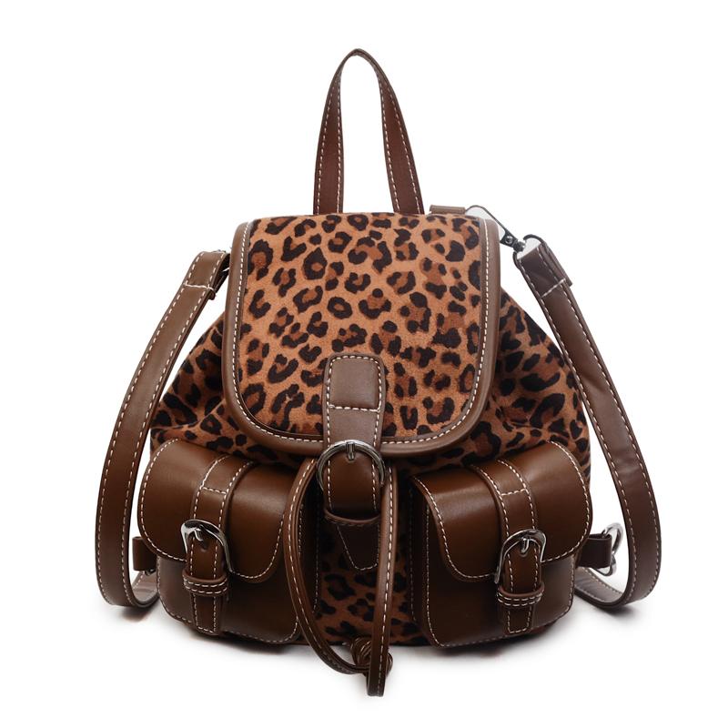 

Модный леопардовый рюкзак 2025, винтажный рюкзак для работы и путешествий для женщин коричневый