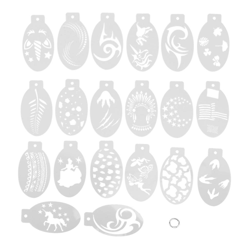 20 Pieces Face Body Painting Stencil Professional Makeup Body Art Painting Stencils for Holiday Halloween Makeup