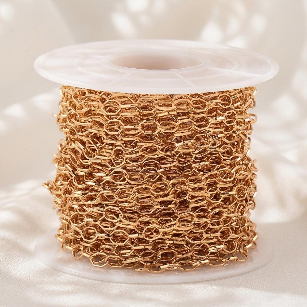 0.5Meter 1Meter 18k Gold Plated Brass Flat Oval Filled Cable Link Chains DIY Necklace Making Jewelry Bracelet Findings Supplies