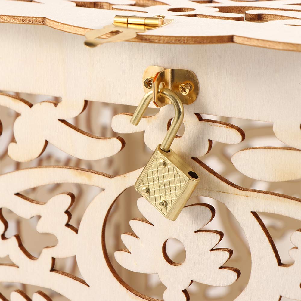 With Pattern Invitation Gift For Wedding Card Party Supplies Card Box Wedding Decoration Wooden Box