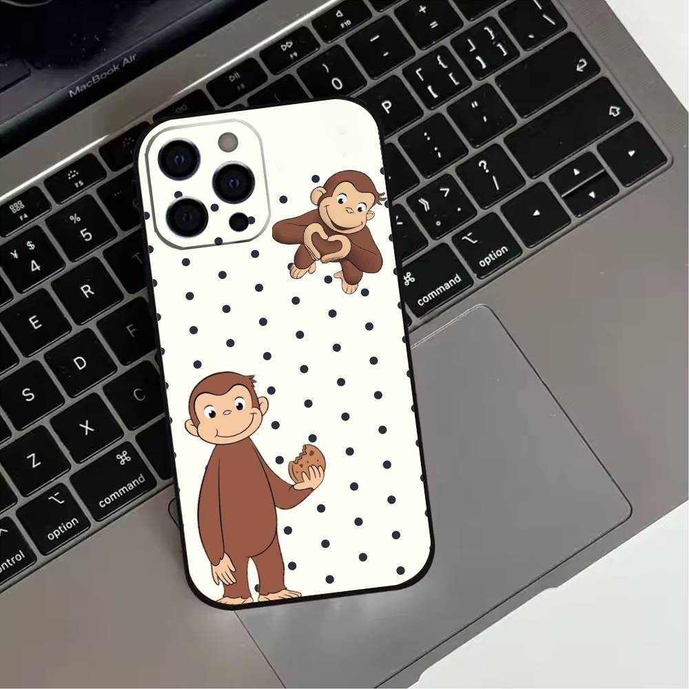 Mokey C-Curious G-Georges Phone Case For iPhone 17,16,15,14,13,12,11 Plus,Pro Max,XS,Soft Silicone Black Cover