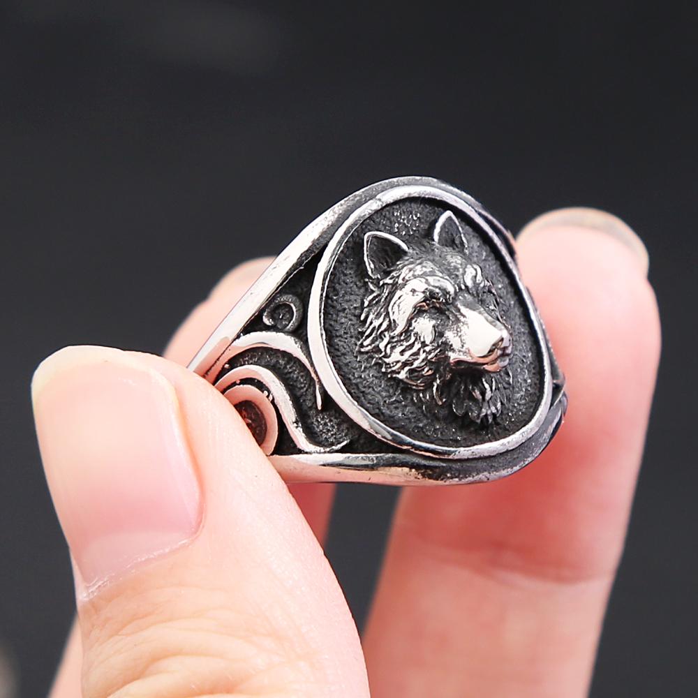 Nuevo anillo creativo con cabeza de lobo vikingo para hombres y mujeres, moda punk, anillos de animales de acero inoxidable, joyería vintage, regalos, triangulación de envíos
