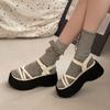 Internet Celebrities with Sandals Women Wear 2025 Summer New French Open-toe Thick-soled Heightening Beach Roman Shoes