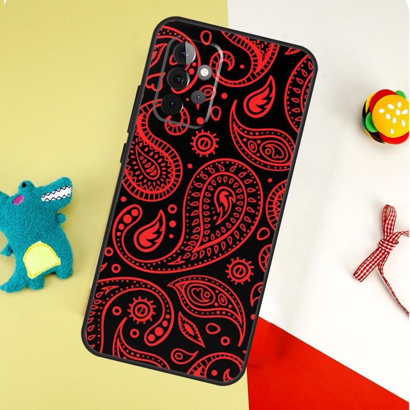Black Bandana Paisley For Samsung Galaxy A05 A06 A16 A54 A34 A14 A55 A35 A15 A53 A33 A13 A22 A32 A52 Phone Case