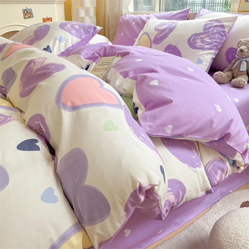 Fire-delt rent bomulls fire-delt sett, ren bomull, friskt og fortykket dynetrekk