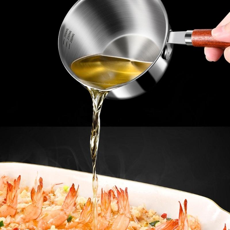 Mini Oil Pan 304 Stainless Steel Flavored Oil Pan Small Household Fried Egg Pan Hot Pan Hand-held Anti-scalding Pan for Kitchen
