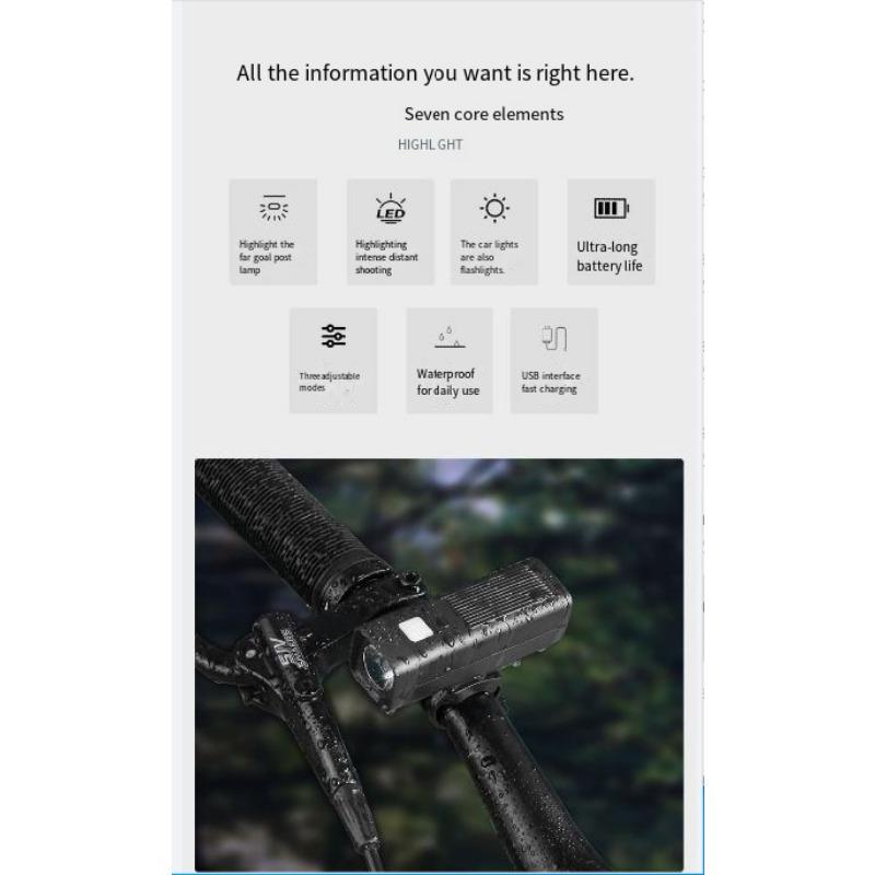 1PC Bicycle Night Riding Headlights Bright Children Riding Waterproof Road Charging Mountain Bike Lights Flashlight Equipment