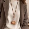 Leather Coin Necklace Pendant with Long Rope & Earphone Case