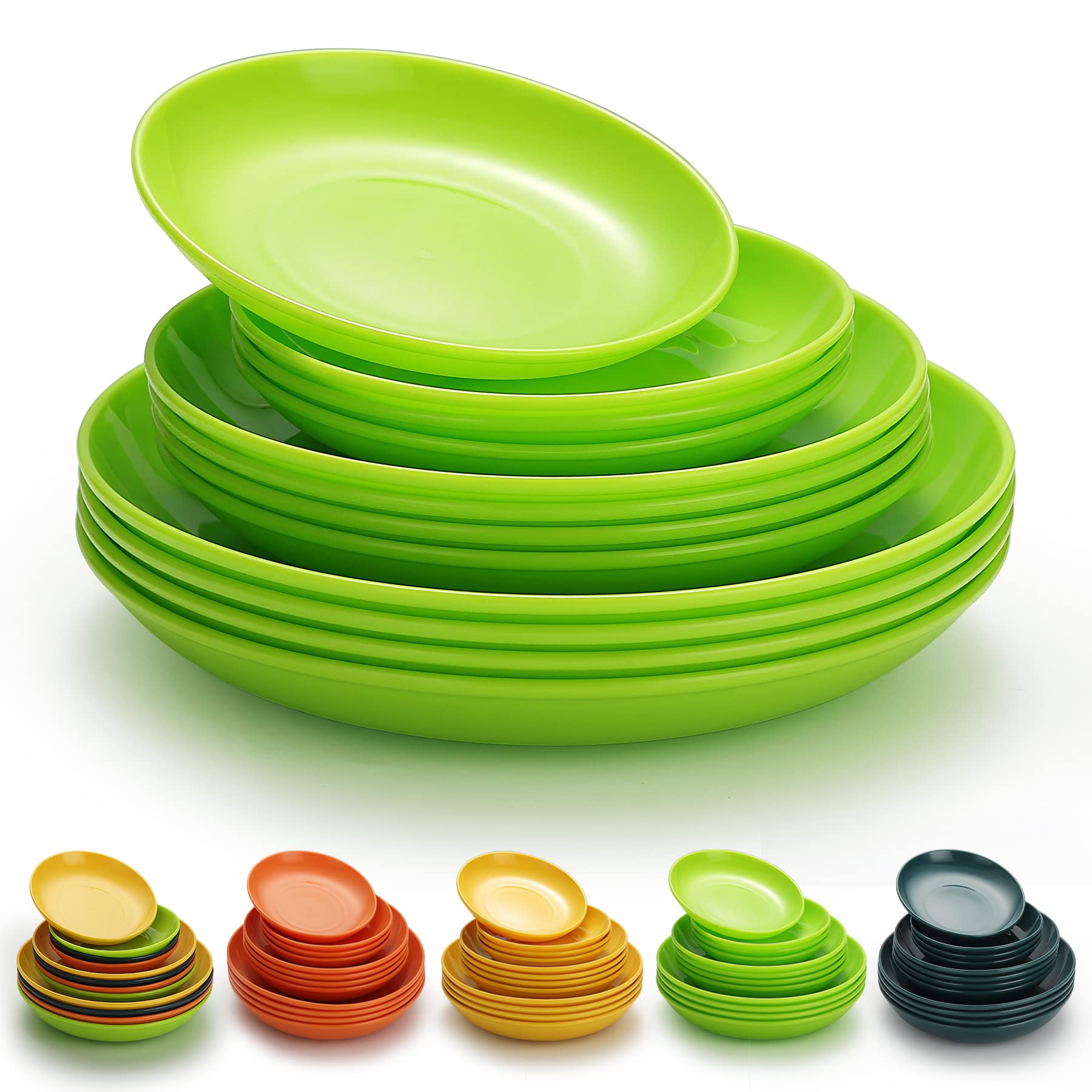 

Evanda Набор легких и небьющихся тарелок из пищевого материала, термостойких и холодостойких, для микроволновой печи и посудомоечной машины, 12 штук, зеленый, 15 см, 20 см, 23 см, посуда, столовая посуда, ПП,