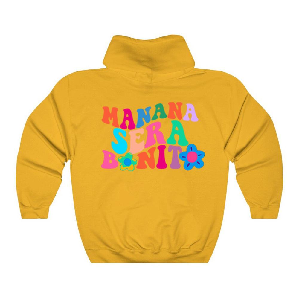 Manana Sera Bonito Letter Print Wpmen Hoodies Plus Size
