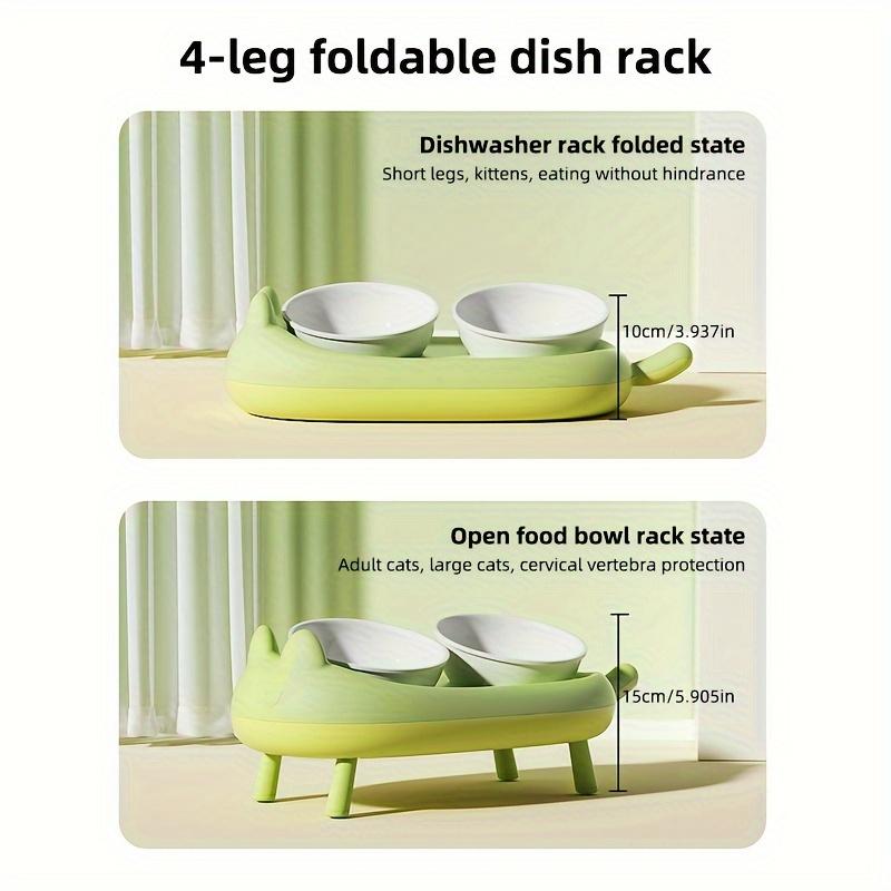Anti-Spill Cat Shape Design Elevated Pet Double Bowls for Neck Protection