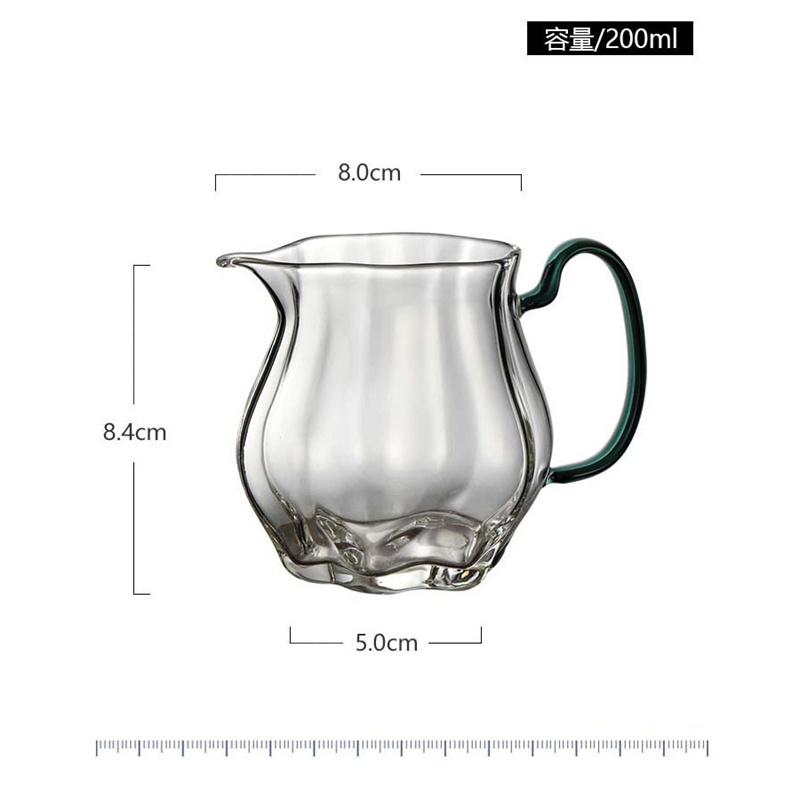 Japanese Heat Resistant 200ml Glass Tea Pitcher Fair Cup With Handle  Kung Fu Tea Set Accessories Chahai Tea Cup Teaware 200ml зелёный