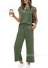European and American women's clothing is popular, spring and summer knitted short-sleeved wide-leg pants casual two-piece set