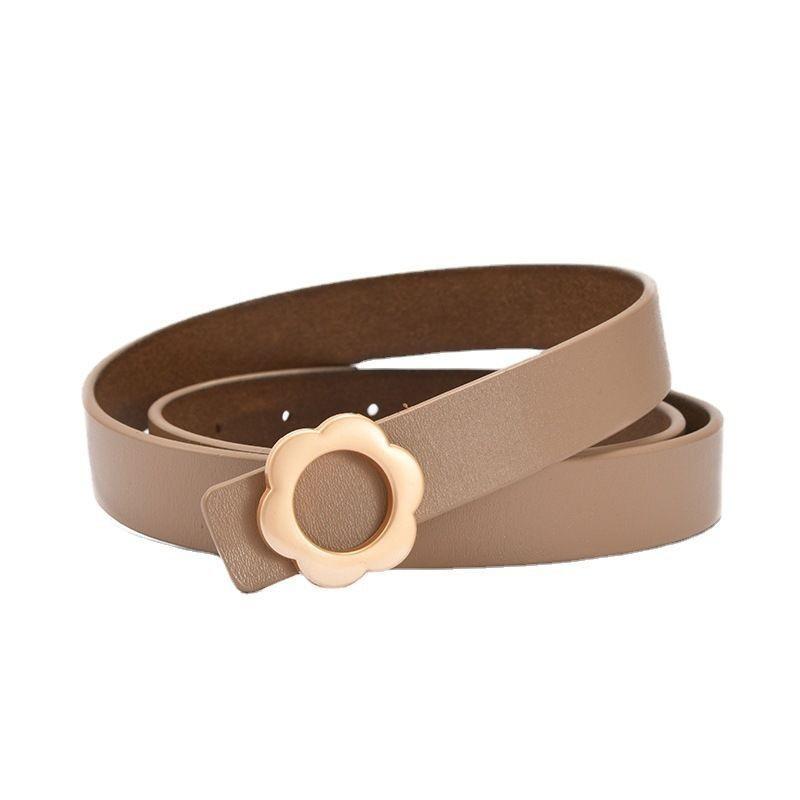 

Lovely Korean Style Floral Women s Denim Pants With Sophisticated Smooth Buckle Belt For Everyday Wear бежевий