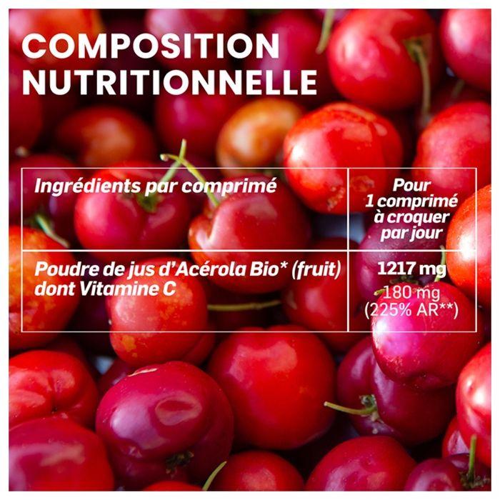 Santarome Bio - Acérola Bio 1000 - Vitamine C naturelle - 60 comprimés à croquer