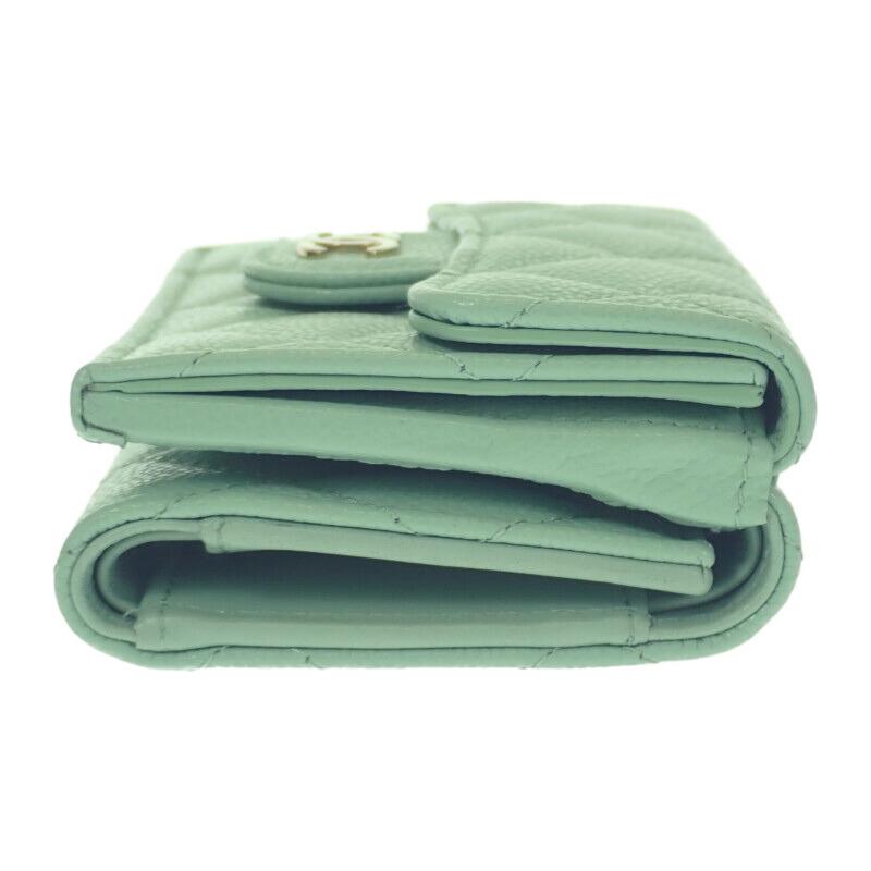 Chanel AP0230 Tri-fold Wallet Green Women