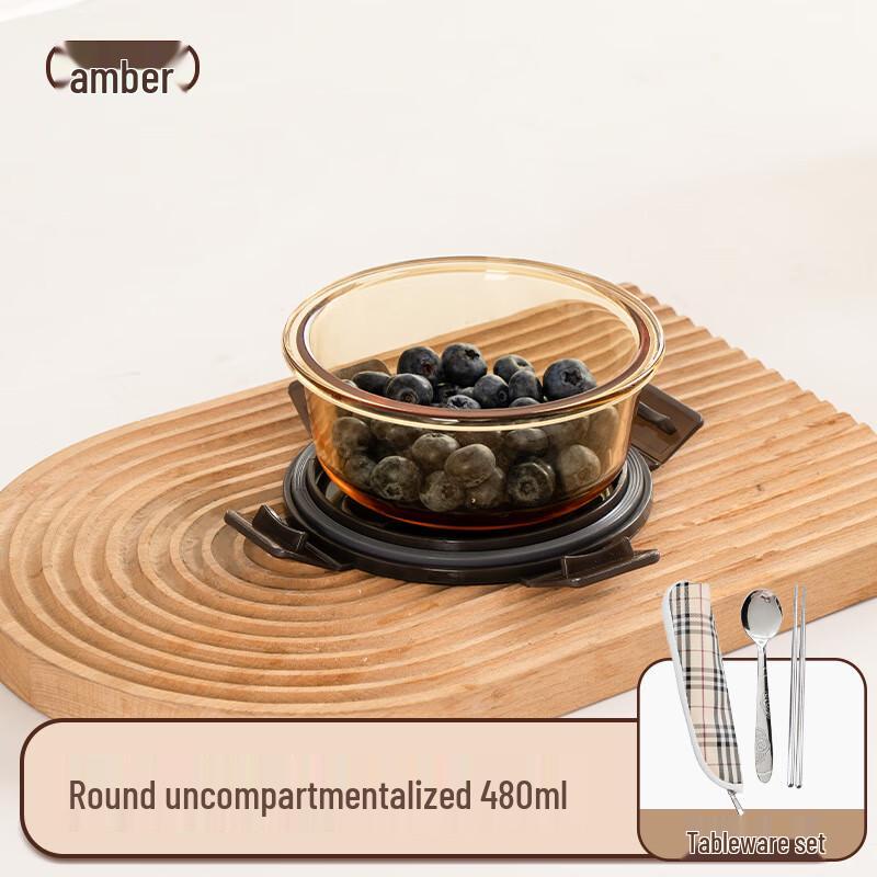 Glass Microwaveable Food Storage Container with Cutlery