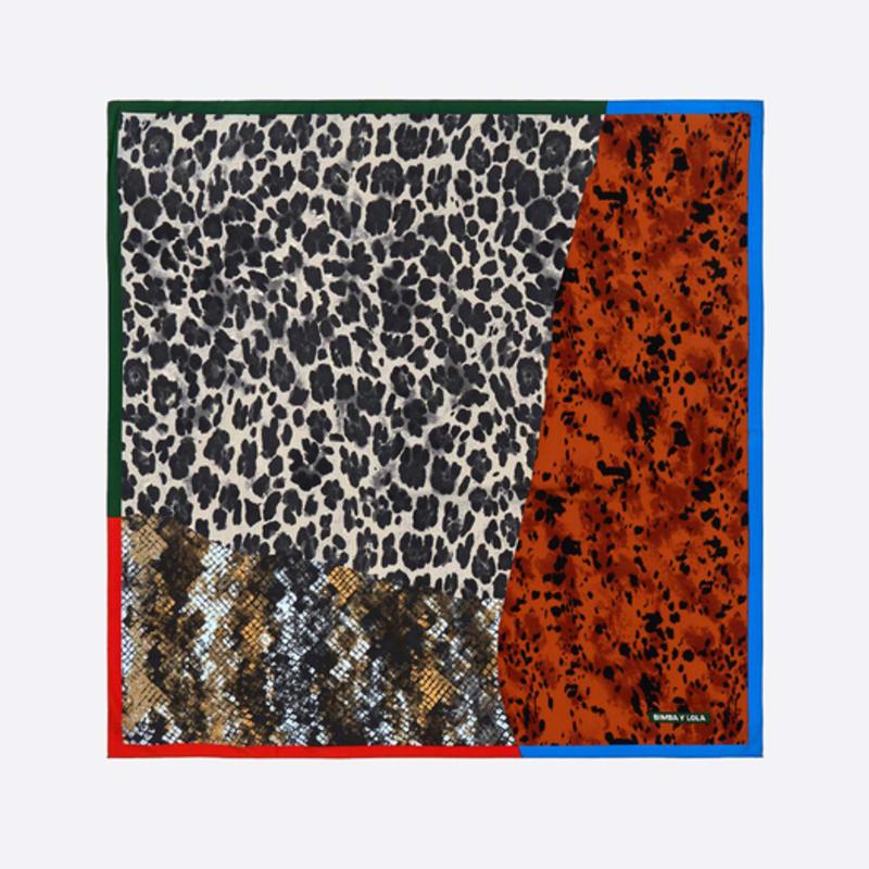 BIMBA Y LOLA Brown Animal Print Patchwork Scarf B256AIF002RDF