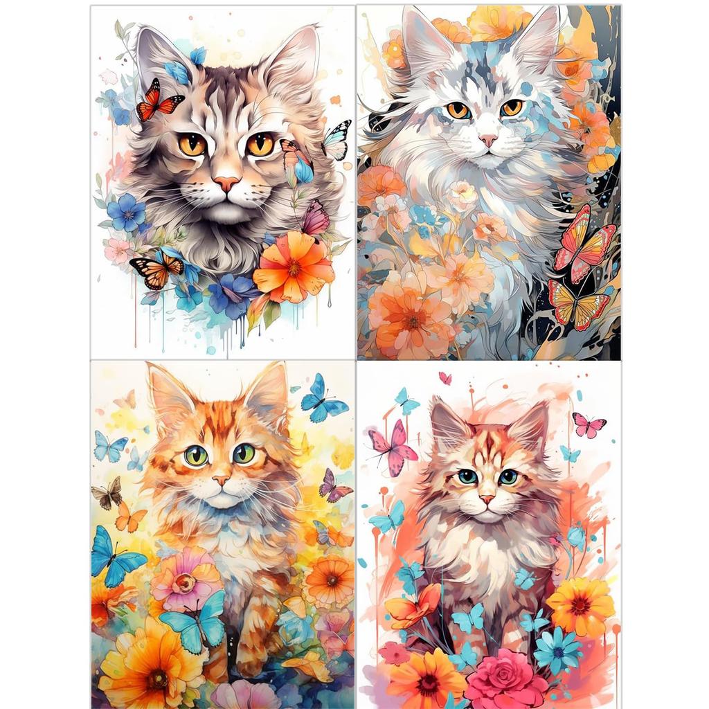 JISHSHAY Diamond Art Set of Cat Bead Advanced 5D Diamond Flower Diamond Beginner Diamond Popular Craft Wall Art 4, 30x40cm, Art, Art, Painting, Art,