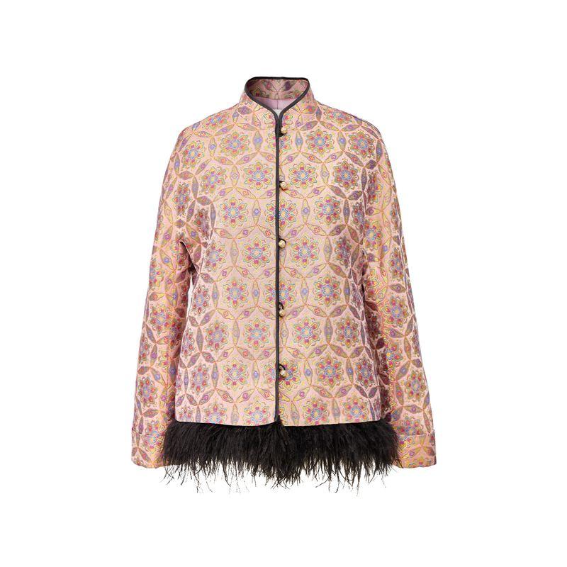 

Blacknini Инь Хуафу/Пурпурное Золото Цветы По-Фазы Ненаследственный Брокат Династии Сун Тутовый Шелк Кисточка Новый Китайский Стиль Диагональная Верхняя Одежда Outwear XS