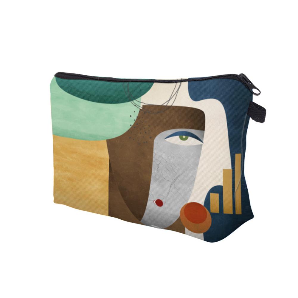 3D Printed Art Portrait Cosmetic Bag - Cute, Portable Storage for Travel, Makeup, Holiday Gift