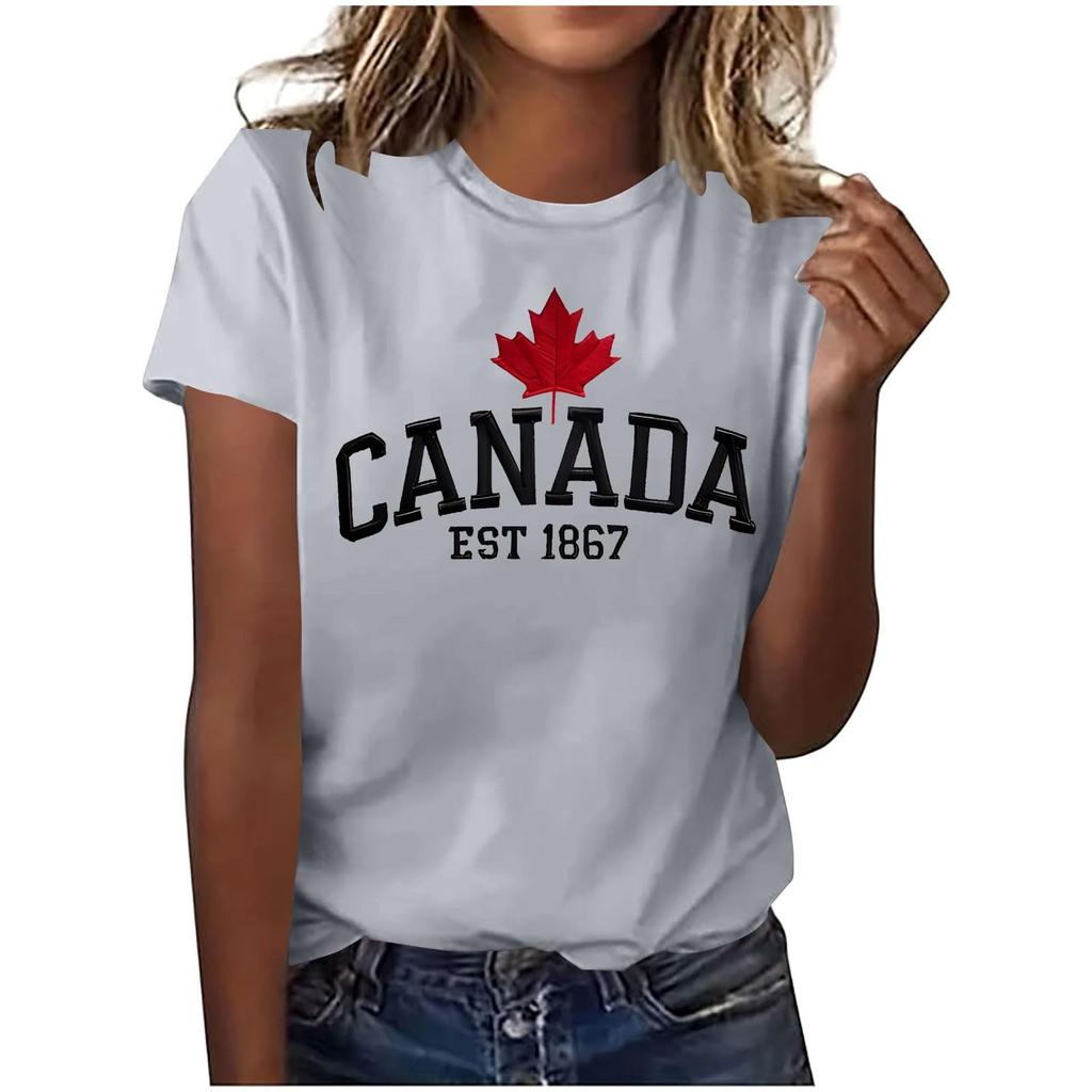 Damen Mode Lässiges Oberteil mit Ahornblatt-Print