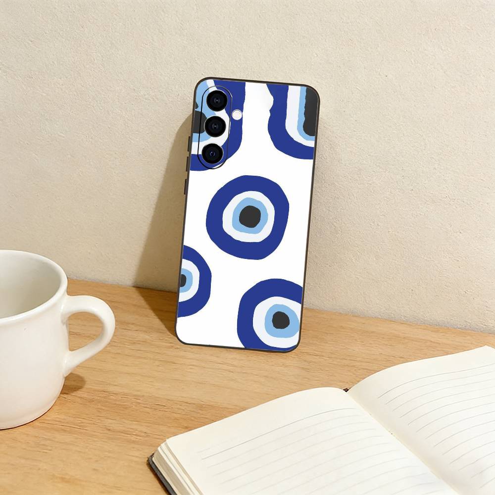 Lucky Eye Blue Evil Eye Print Phone Case For Samsung Galaxy A73,A72,A71,A70,A53,A52,A51,Others Soft Black Cover