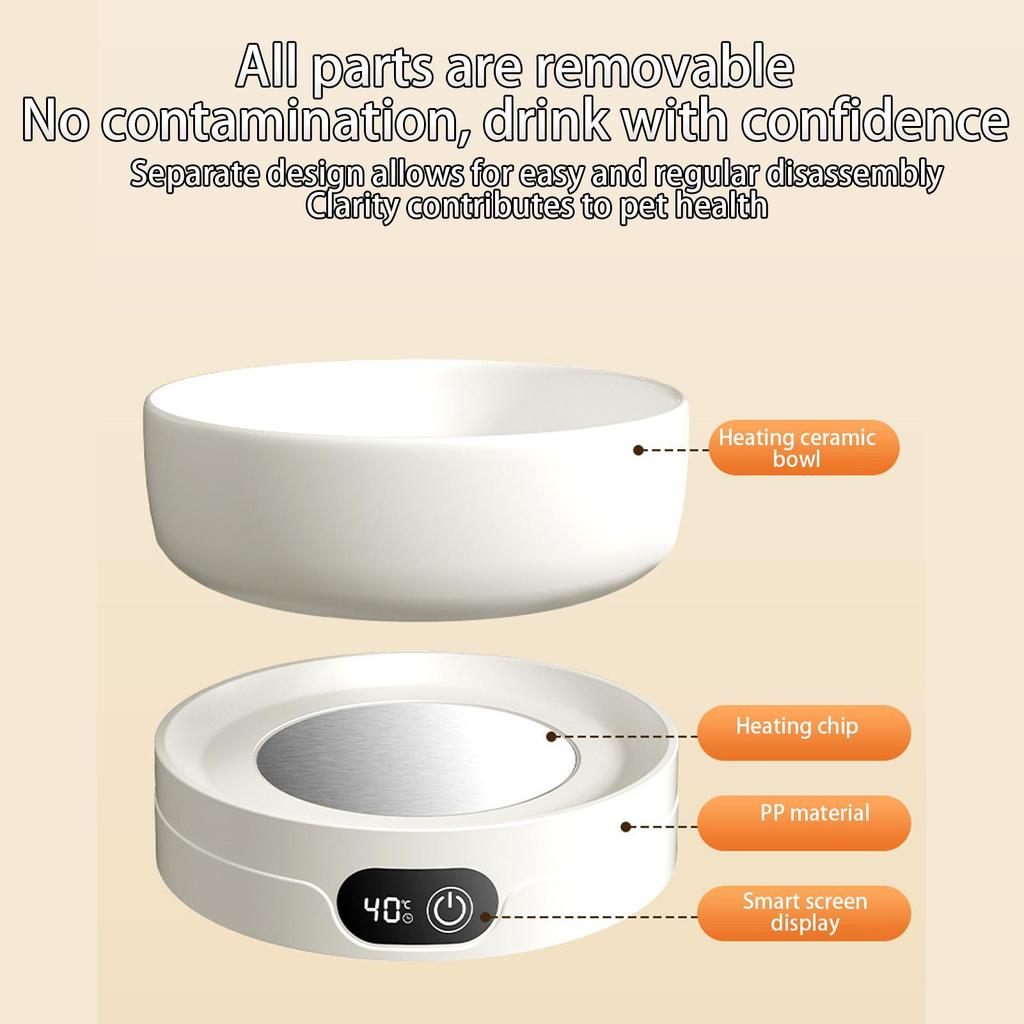 Ceramic Heated Coaster Heated Pet Bowl 4 Temperature Settings Dog Dish Drinking Dispenser Thermal Water Plate For Animals
