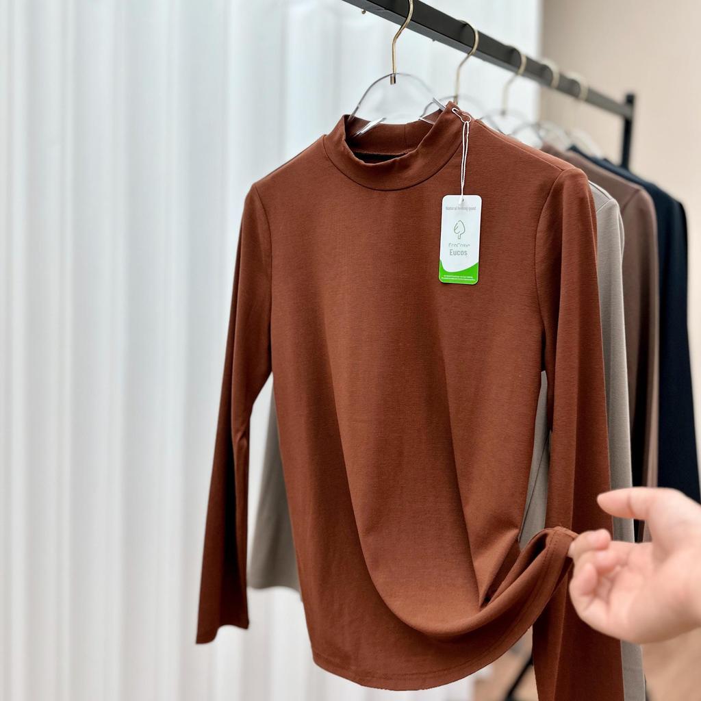 Ecoco Women's Mid-Neck High-Density Autumn Bottoming Shirt