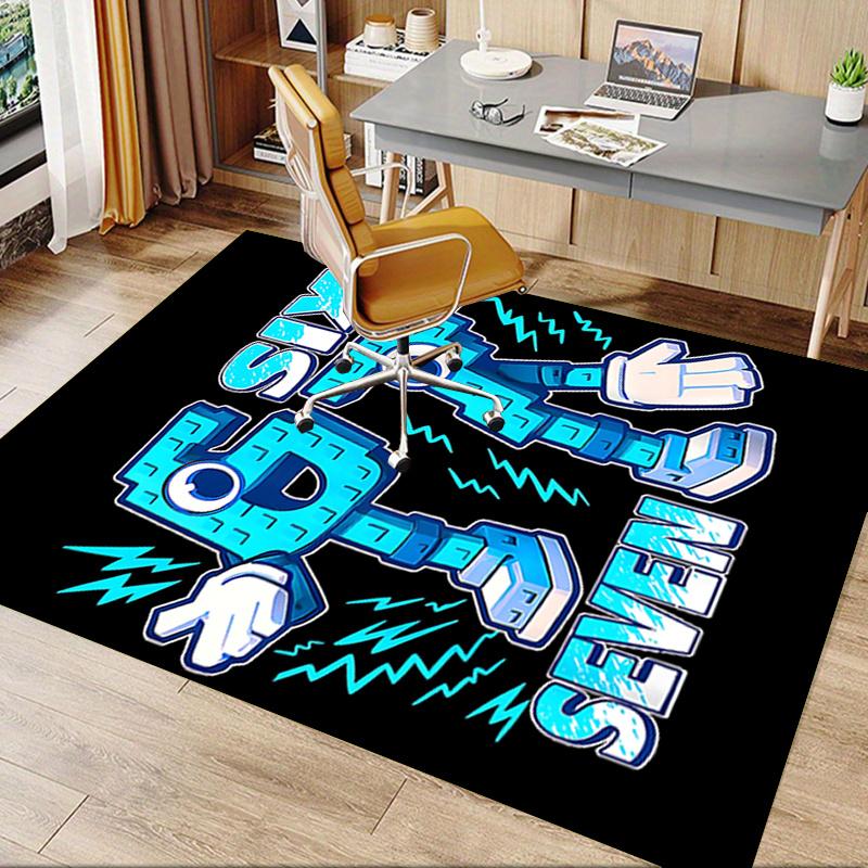 Electric Blue 67 Number Robot Chair Mat Office Carpet for Home Decor, Sofa Rug, Gift Idea for Any Room