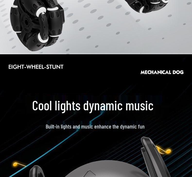 Gesture-Controlled Stunt Dog Robot: 8-Wheel 4WD Climbing and Drifting Pet with 2.4G Remote