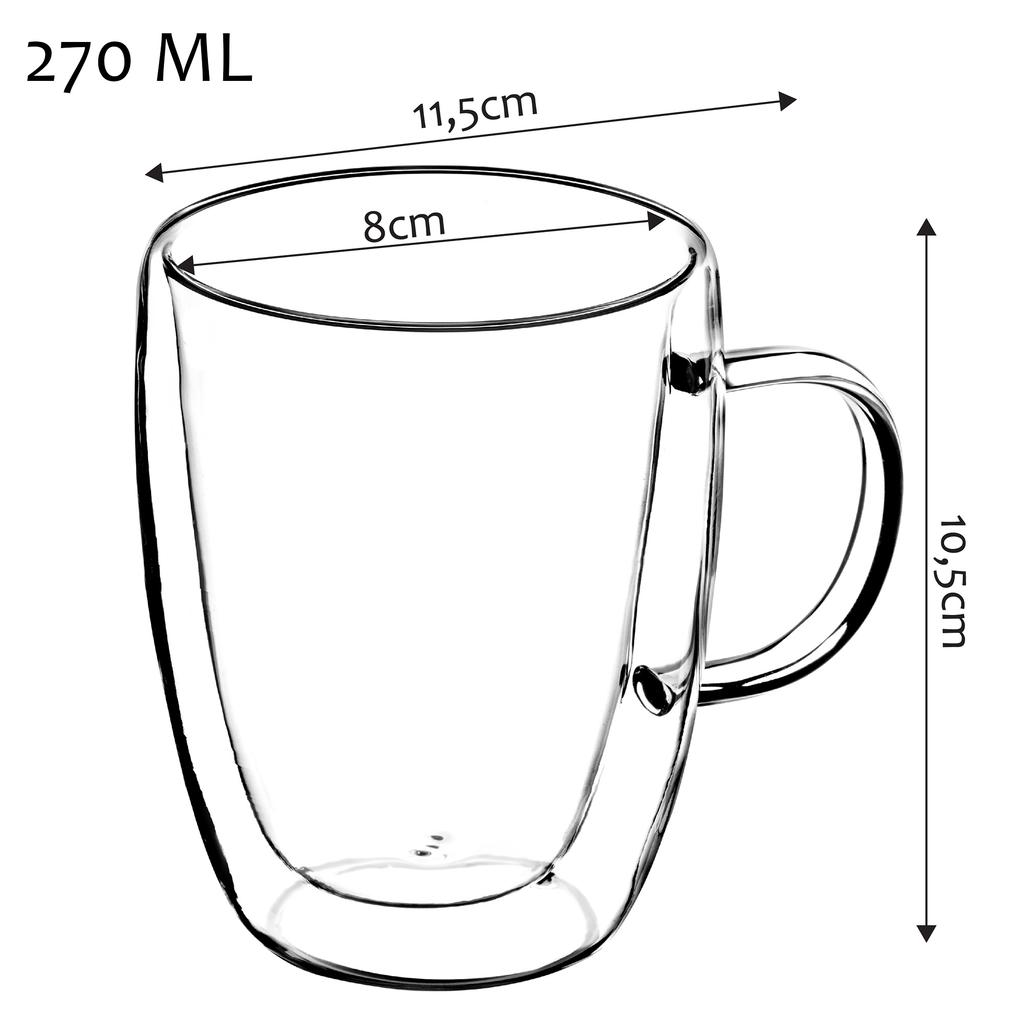 KADAX Szklanki Termiczne Z Podwójną Ścianką 270 ml 