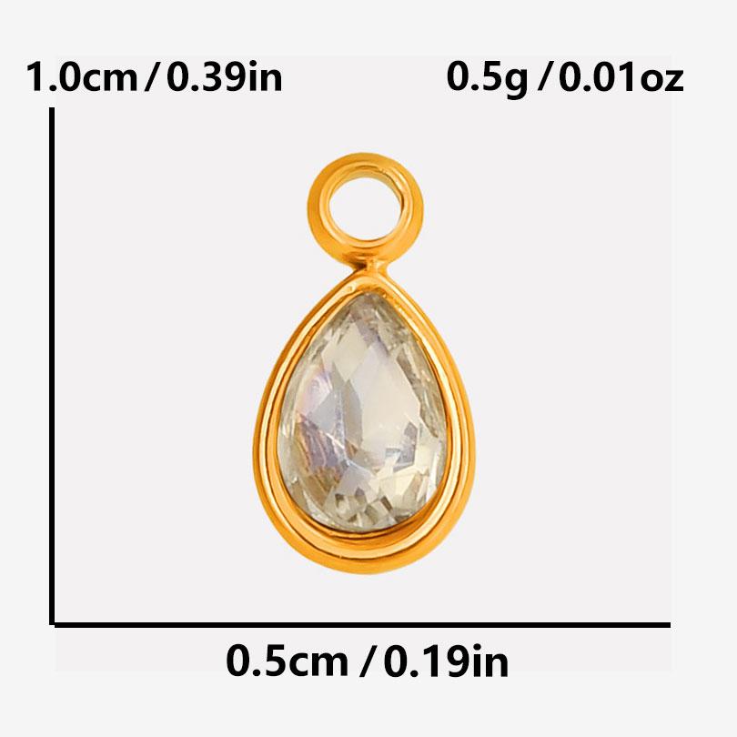 Geometry Water Droplets Pendant Shiny Rhinestone Stainless Steel Base Waterproof Charms For Jewelry Making Supplies DIY Bracelet