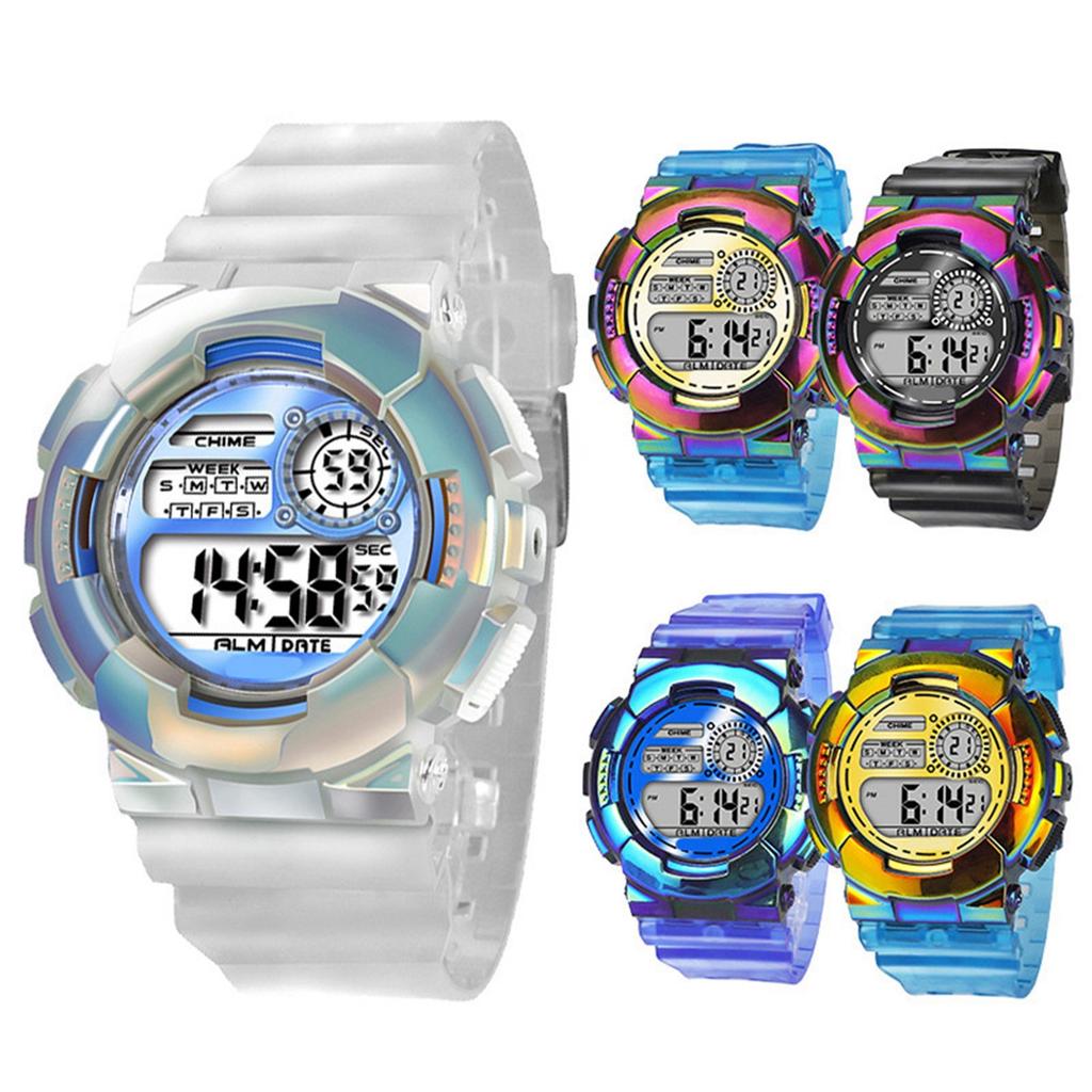 Orologio da Polso Sportivo LED Digitale Impermeabile Multifunzione Leggero Trasparente per Ragazzi Ragazze Oro Rosa