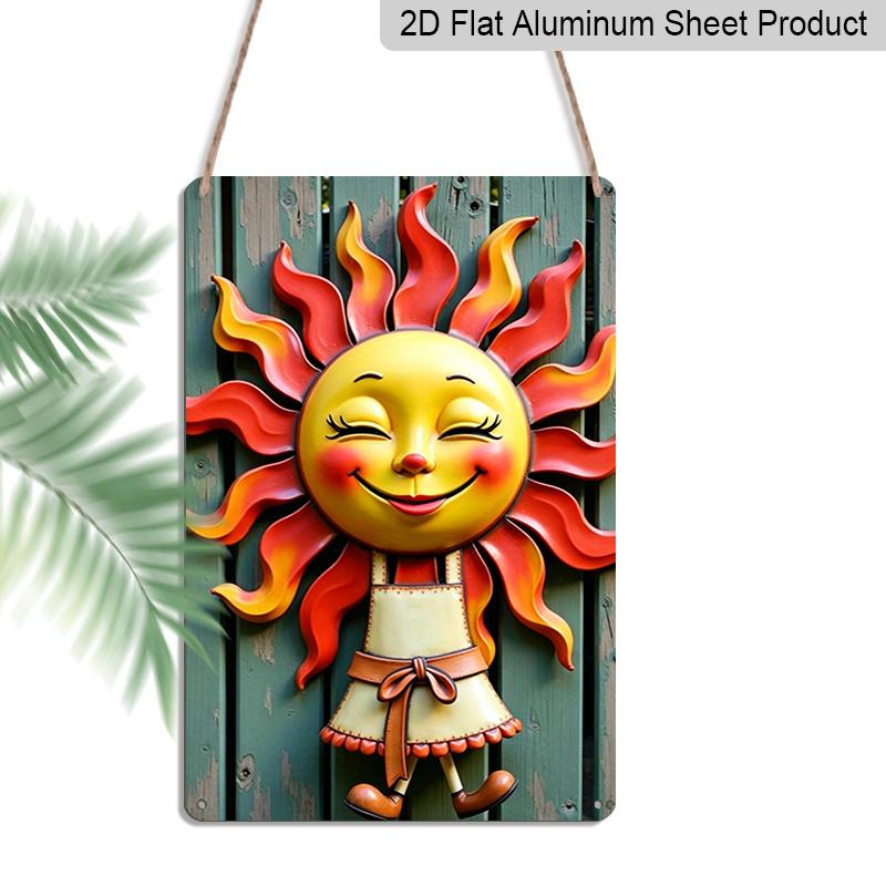 

2D Flat, 1pc Trebalena Vintage Embossed Metal Sign - Charming Sun Girl Metal Wall Art, Rustic Farmhouse Decor with Vibrant & Whimsical Design 20*30cm