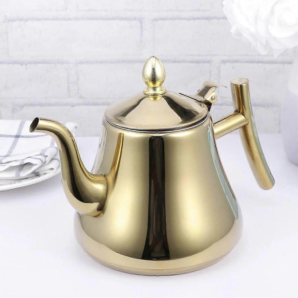 Stainless Steel Tea Kettle with Infuser, Coffee Pot for Home, Anti-Scald Design, Smooth Water Flow, Lightweight and Ergonomic Handle,Gold