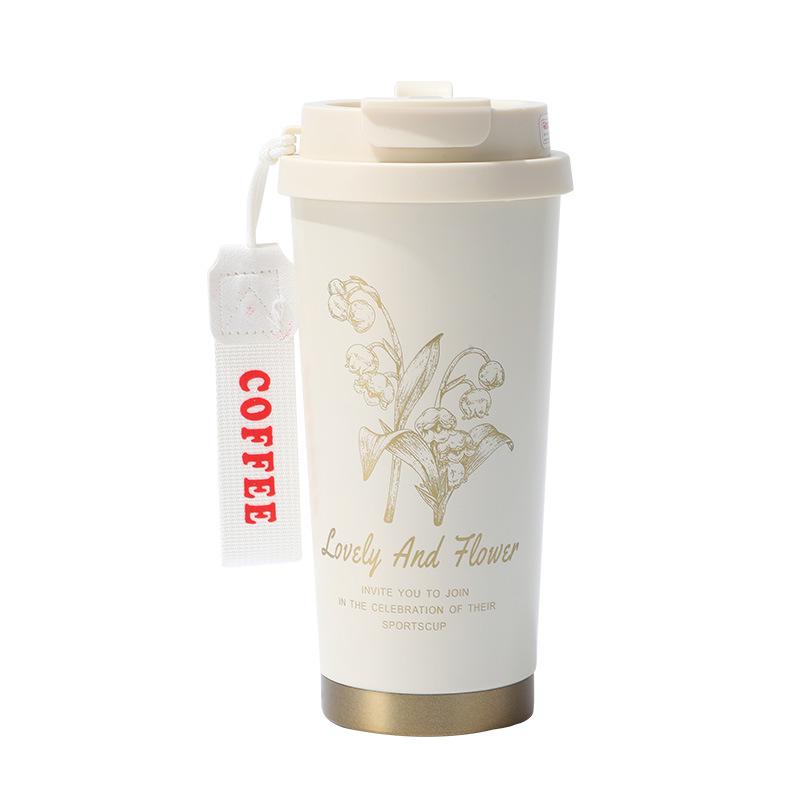 Neue Doppel-Getränkebecher Edelstahl Hohe Farbe Kaffeetasse Auto Einfache Wasserbecher