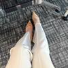 French pointed head shallow mouth flat sole shoes women's 2025 casual fashion retro one-pedal Mary Jane shoes European and American retro