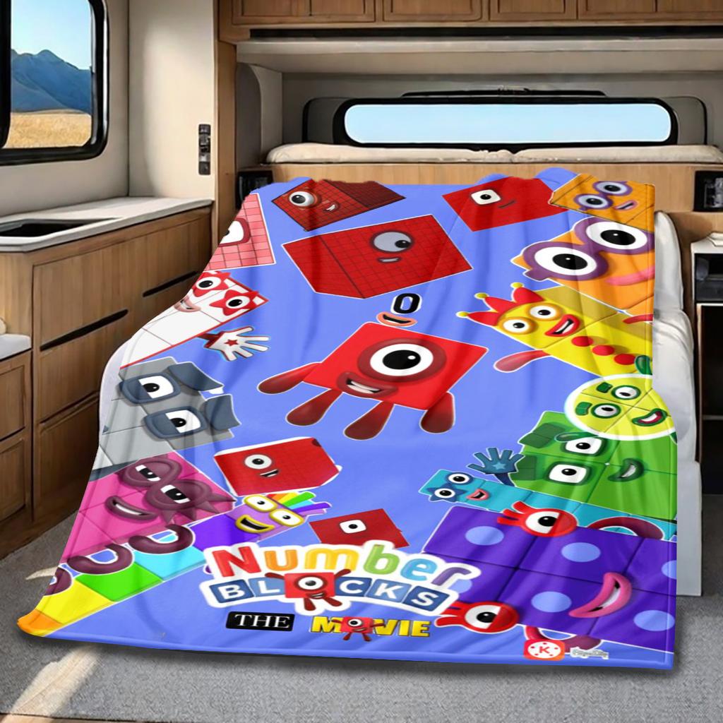 Number Blocks Plush Blanket Soft Comfortable All Seasons Perfect Gift Couch Office Nap Outdoor Travel Blanket