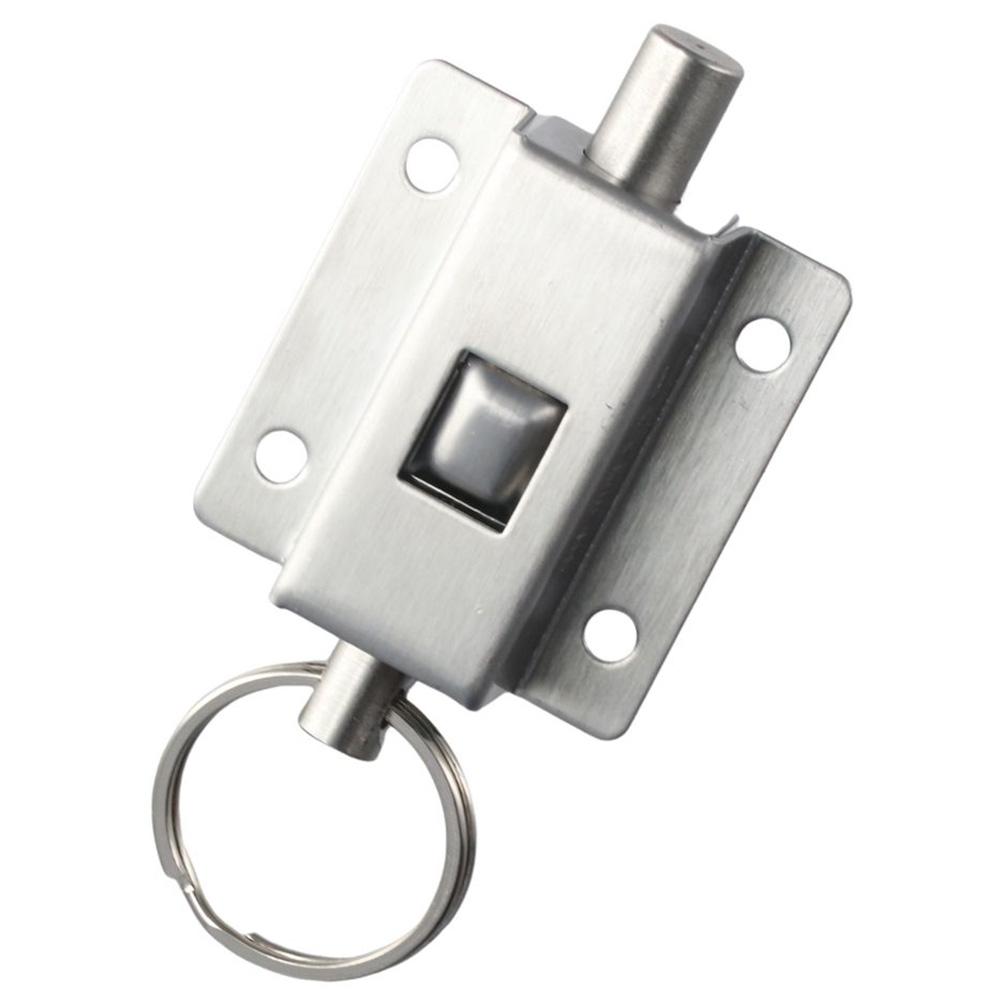 Durable 430 Stainless Steel Automatic Spring Latch Sliver Butterfly Shaped Door Barrel Bolt Ring-Pull Home