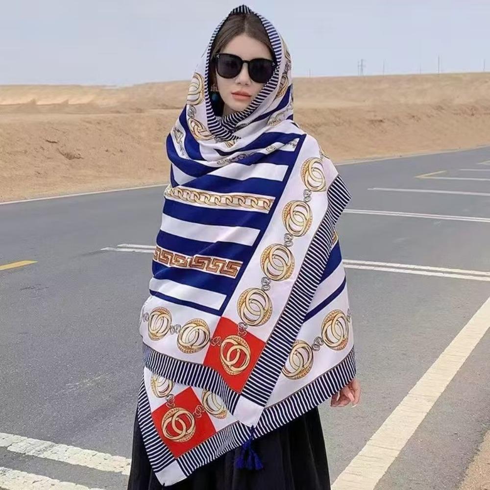 Chaka Salt Lake Great Northwest Tourism Ethnic Style Scarf Silk Scarf Women'S Summer Seaside Beach Shawl Sunscreen Thin