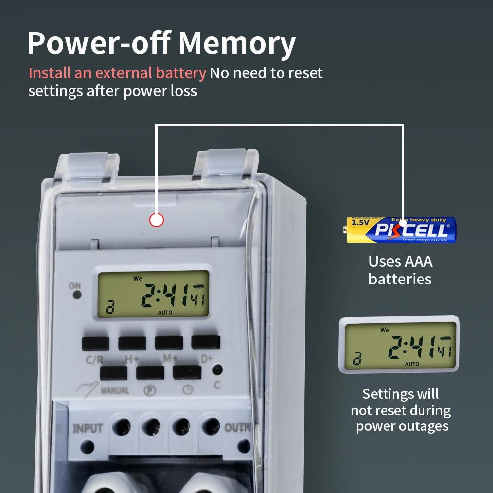 TNCE 30A Timer Switch Waterproof 220V time controller set to seconds 32 groups of timer on and off for light water pump3