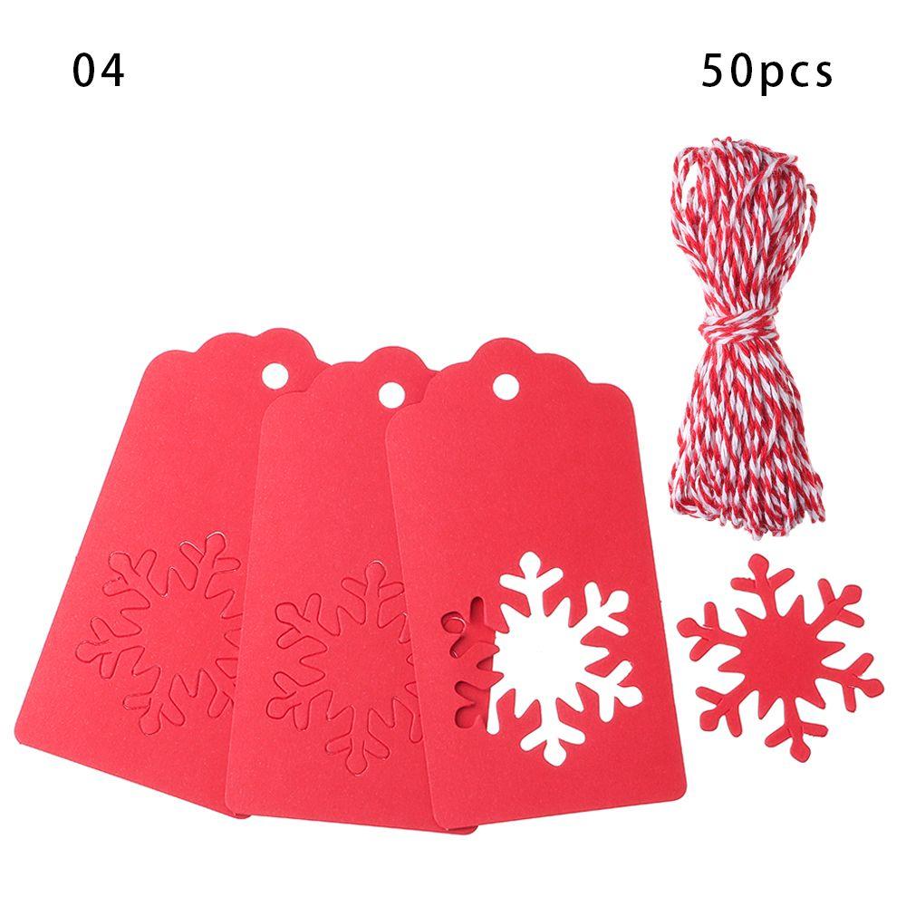 50pcs DIY Crafts Xmas Tree Hanging Christmas Card Label Kraft Paper Tags Thanks Tag Snowflake