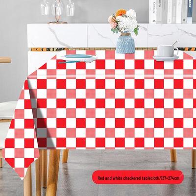 Disposable Red Plaid PEVA Tablecloth