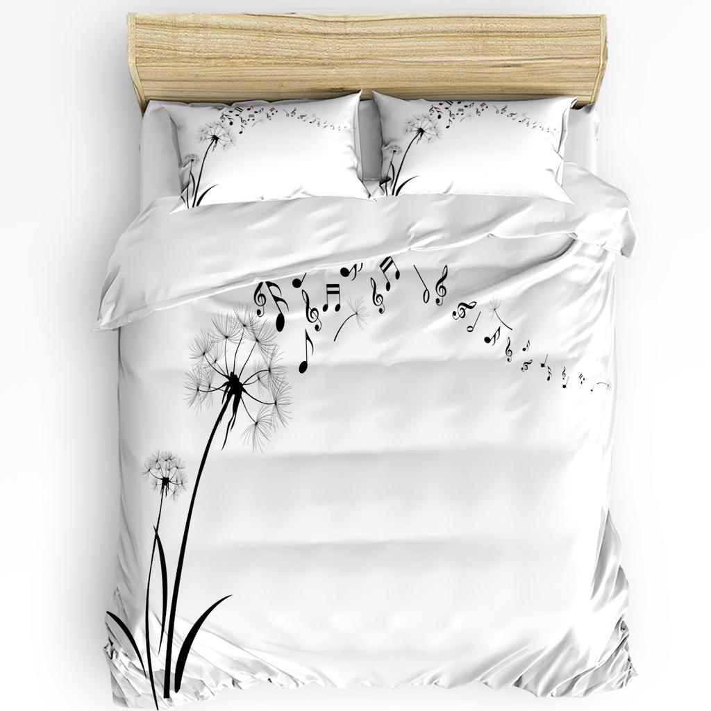 Black And White Dandelion Plant Duvet Cover With Pillow Case Custom 3pcs Bedding Set Quilt Cover Double Bed Home Textile